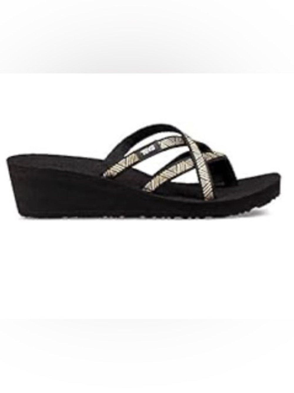 Teva Women's Black Sandals with Gold Patterned Straps
